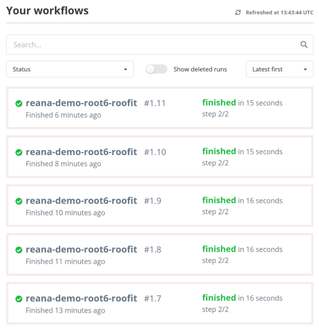 REANA workflow restarts